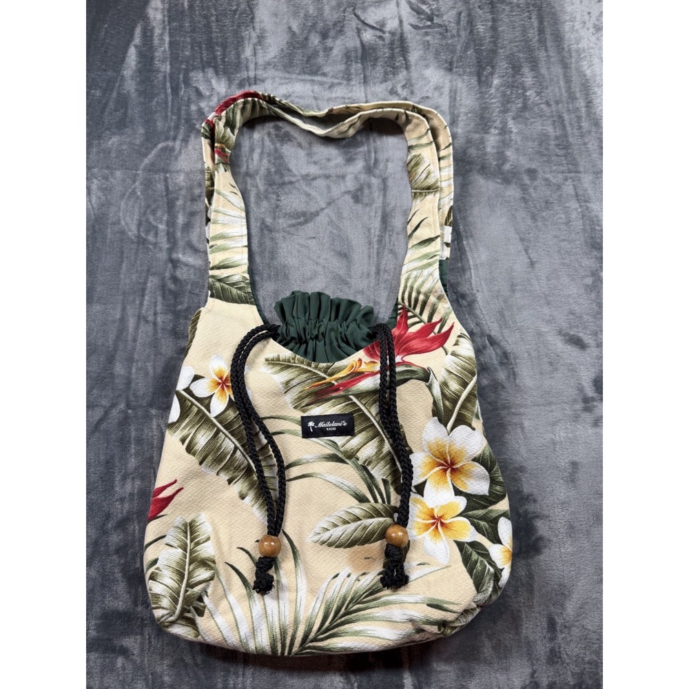 Mailelani's Kauai Hawaiian Tropical Floral Shoulder Bag Drawstring Handmade